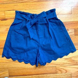 NWT Paperbag Denim Scalloped Shorts